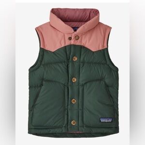 Patagonia Kids Green and Pink Insulated Toddler Puffer Vest, size 12-18 months